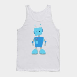 Cute Robot, Funny Robot, Silly Robot, Blue Robot Tank Top